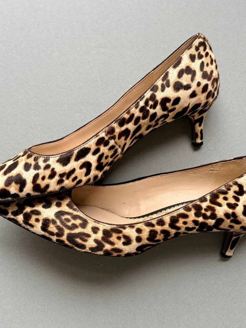 Sam Edelman Dori Leopard Calf Hair Pointed Toe Kitten Heel Pumps Size 9.5